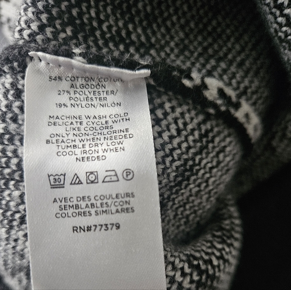 ANN TAYLOR Black & White Plaid Gold Button Sweater Jacket | SZ L - Picture 9 of 9